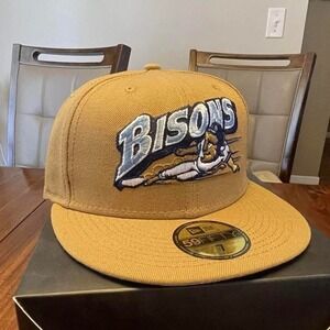 Buffalo Bisons‎ New Era Fitted Hat size 7 Icy Blue UV 59fifty script logo